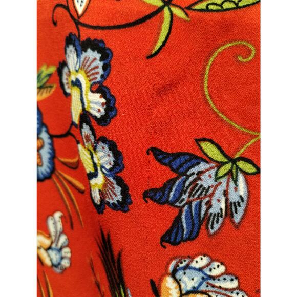 Chelsea & Theodore Women's Size Small Red Floral Long Sleeve V-Neck Tunic Top - Picture 7 of 9